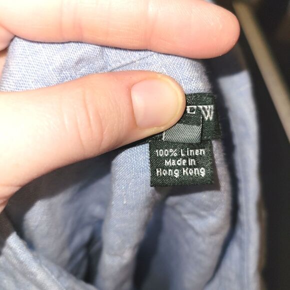 J Crew Men's Blue Linen Button Up Short Sleeve Shirt Large - Picture 5 of 8